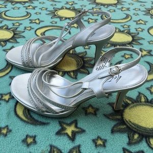Silver rhinestone high heels, Metaphor, size 6.5